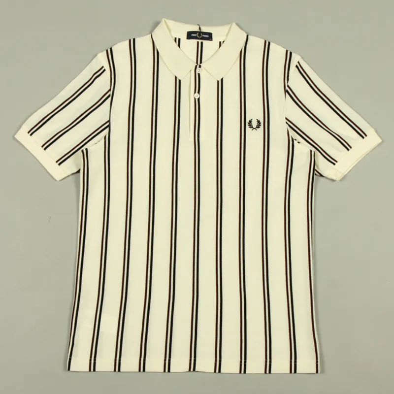 Fred Perry Vertical Stripe Polo Shirt - Ecru